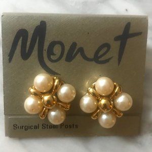 Monet Vintage Pearl Earrings (NEW, never used)